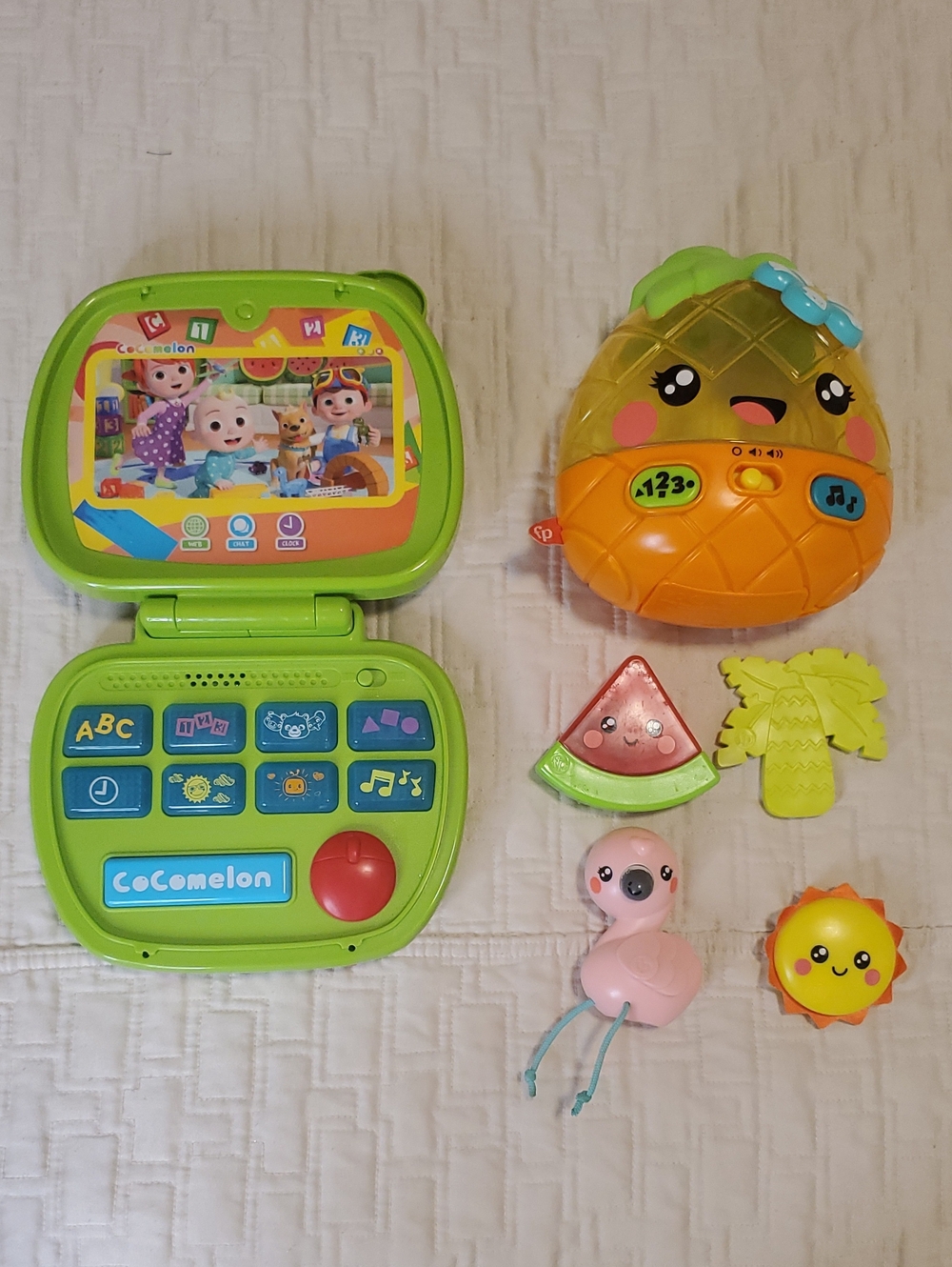 Cocomelon Learning Laptop & Pineapple Music Toy Set - Bright Green and Orange